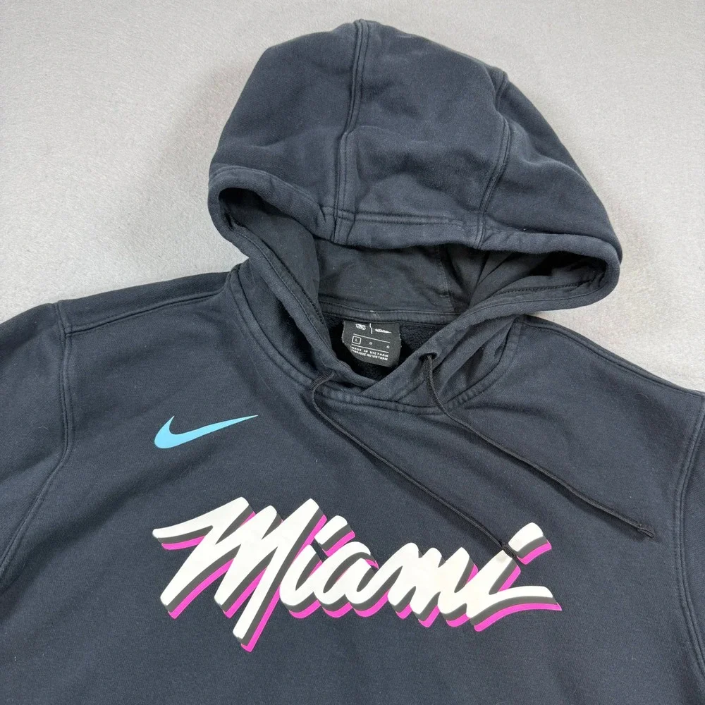 Nike Miami Heat Hoodie Mens Large Black NBA Vice City Basketball Pullover